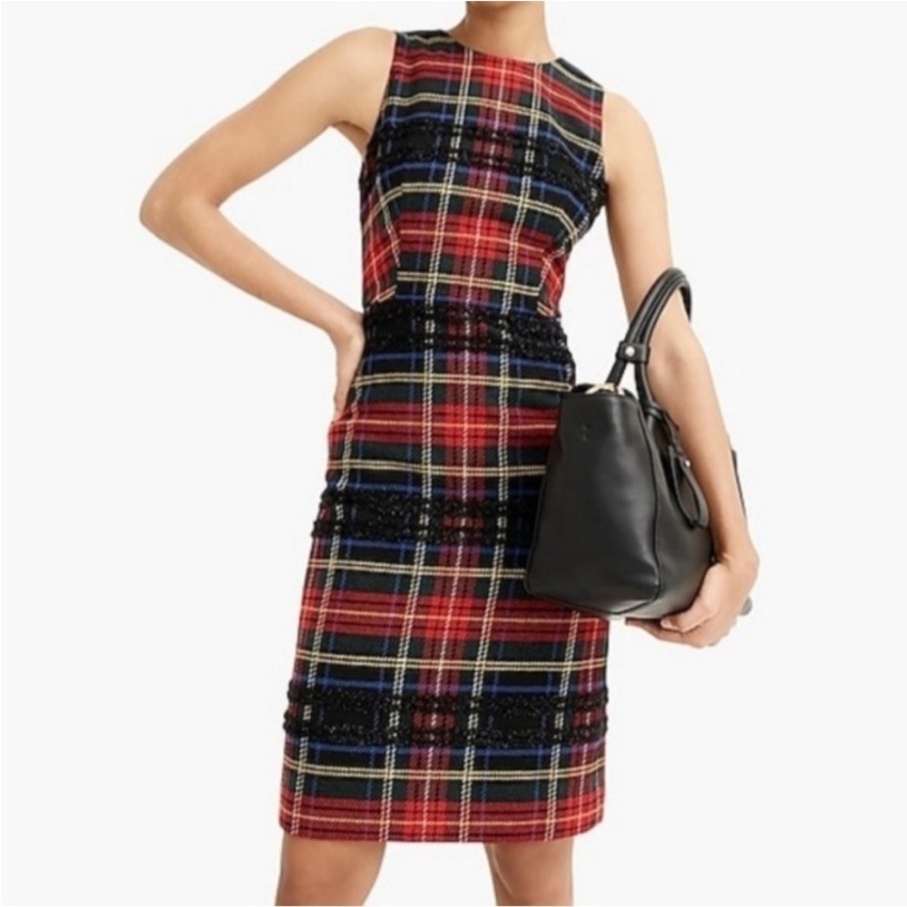 J. Crew Multicolor Plaid Midi Dress